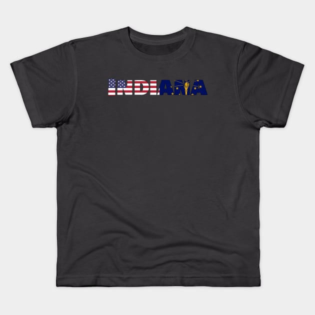 Indiana State Flag/American Flag Logo Kids T-Shirt by ElevenGraphics